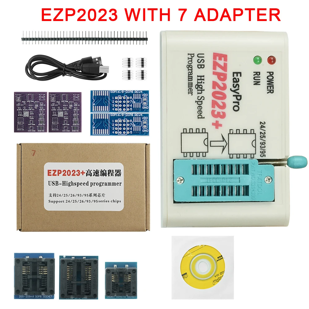 2 шт. SMD + EZP2023 USB Flash SPI BIOS программатор 7 адаптер Поддержка 24 25 93 95 EEPROM Minipro для Win2000 XP