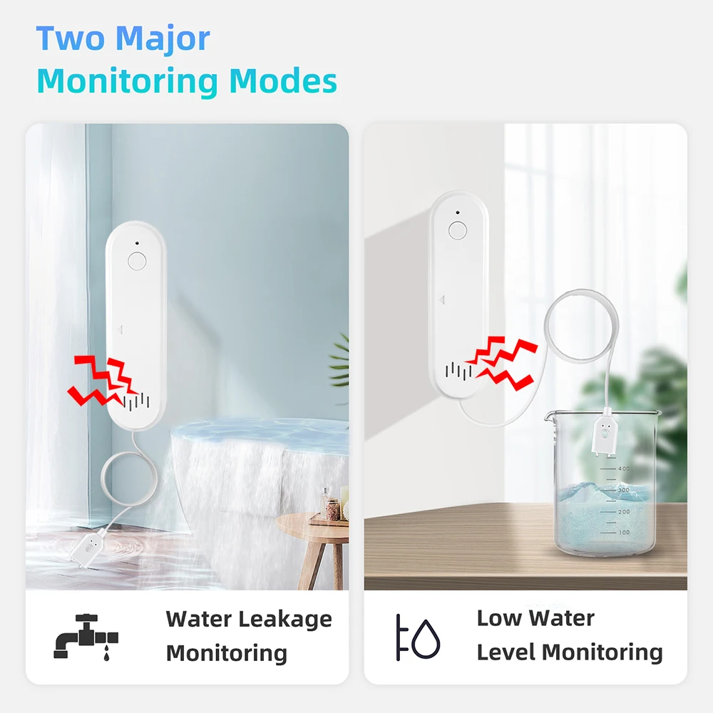 Датчик утечки воды Tuya Wi-Fi/Zigbee умный спасательный датчик внешний звук 80 дБ
