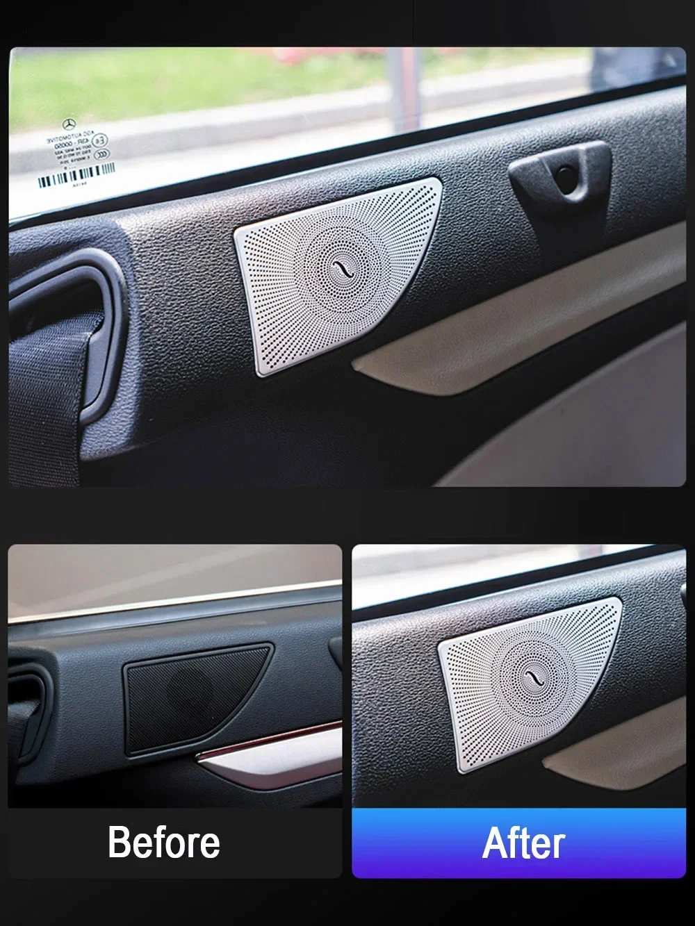 Фото Для Mercedes Benz E Class W207 C207 A207 MB E200 E250 E350 E400 E500 E550 Coupe Cabriolet Автомобильная дверная аудиосистема, накладка на звуковой панель, наклейка №4