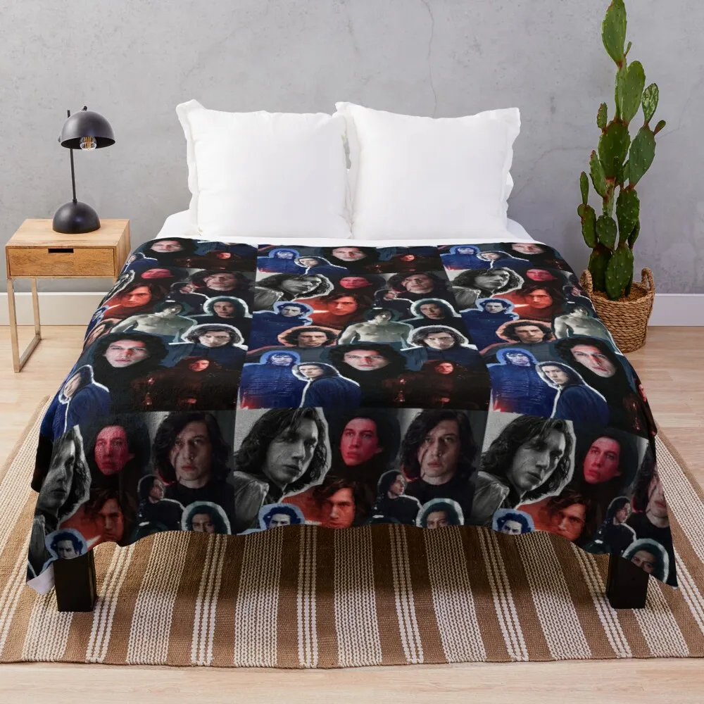

Adam Driver as Ben/Kylo Collage Edit Throw Blanket blankets for sofa