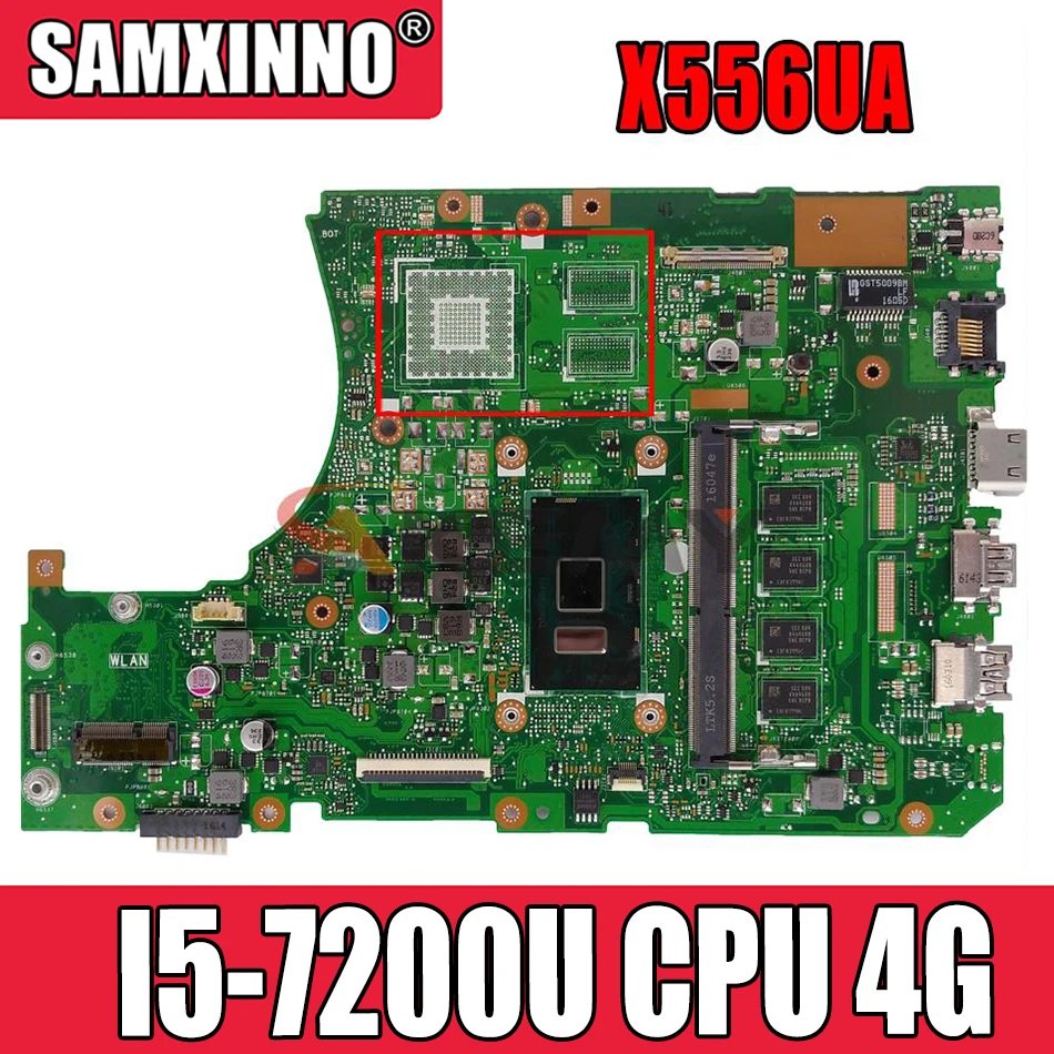 

Материнская плата для ноутбука Asus VivoBook X556UA X556UAM X556UAK X556UV X556U, материнская плата с процессором I5-7200U 4 Гб ОЗУ DDR3, тест на полную 100%