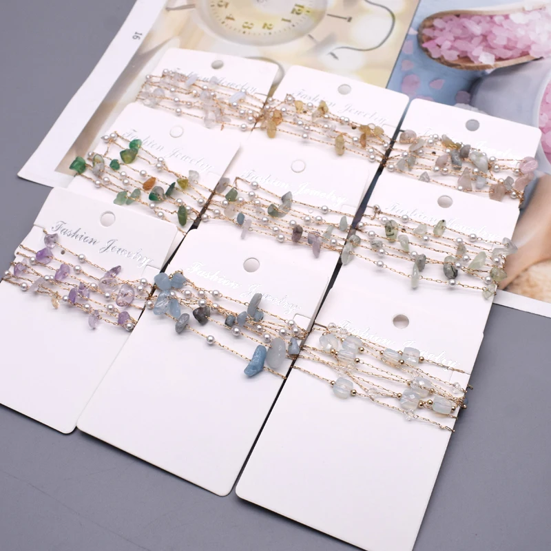 

Metal Copper Link Irregular natural stone gravel Beads Link Chain For Jewelry Making DIY Anklet Necklaces Bracelet