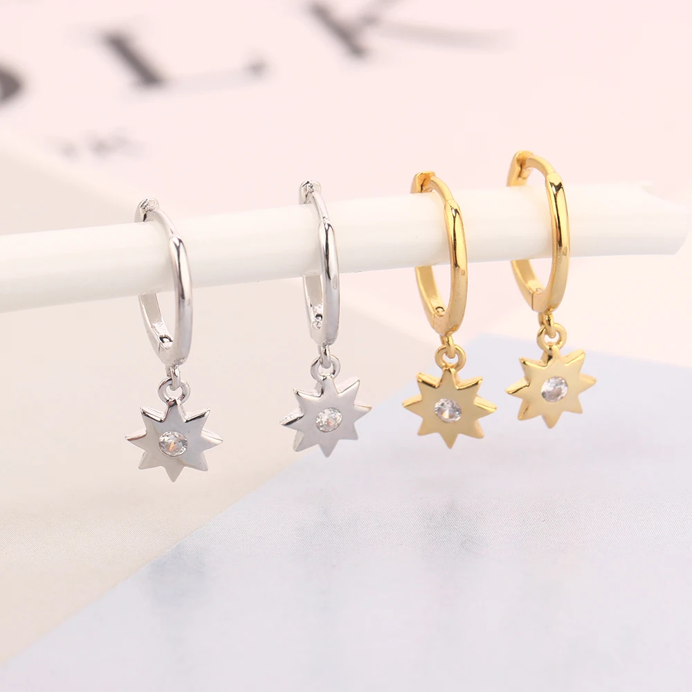 

Cubic Zircon Eight-pointed star pendant drop earrings for Women Fashion Huggie Earrings Pendientes Jewels Boucles Oreilles 2022