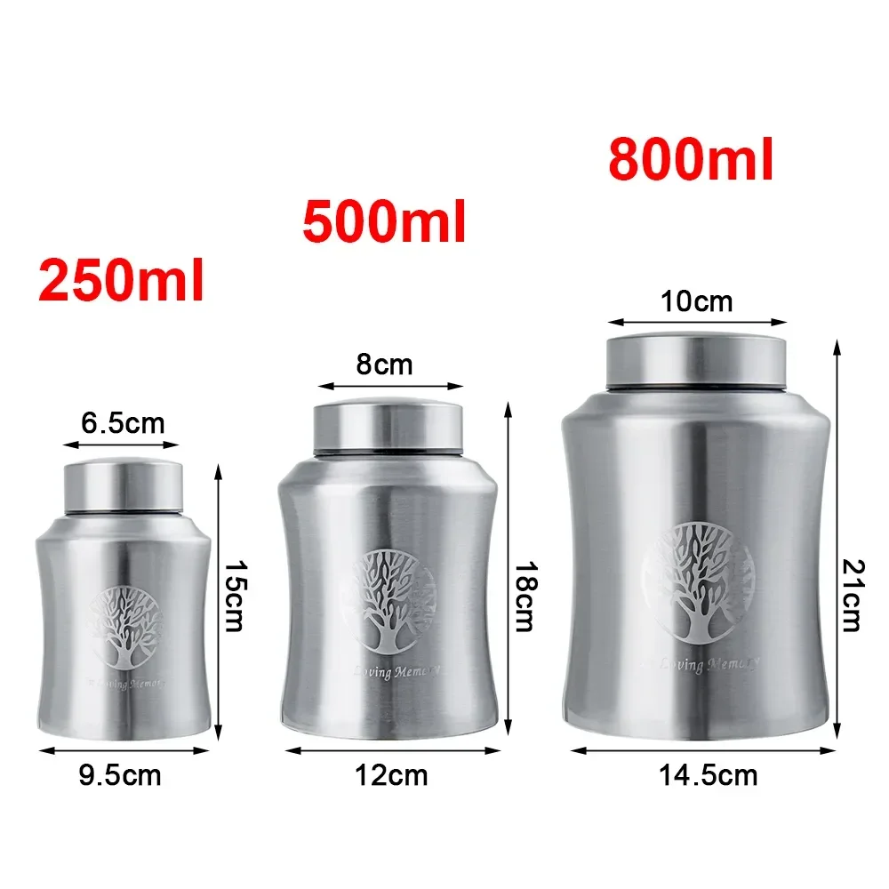 

Funeral Steel 250/500/800ml Storage for Casket Cremation Jar Human Cremation Pet Pet/ Urn Memorial Mini Ashes Stainless Urns
