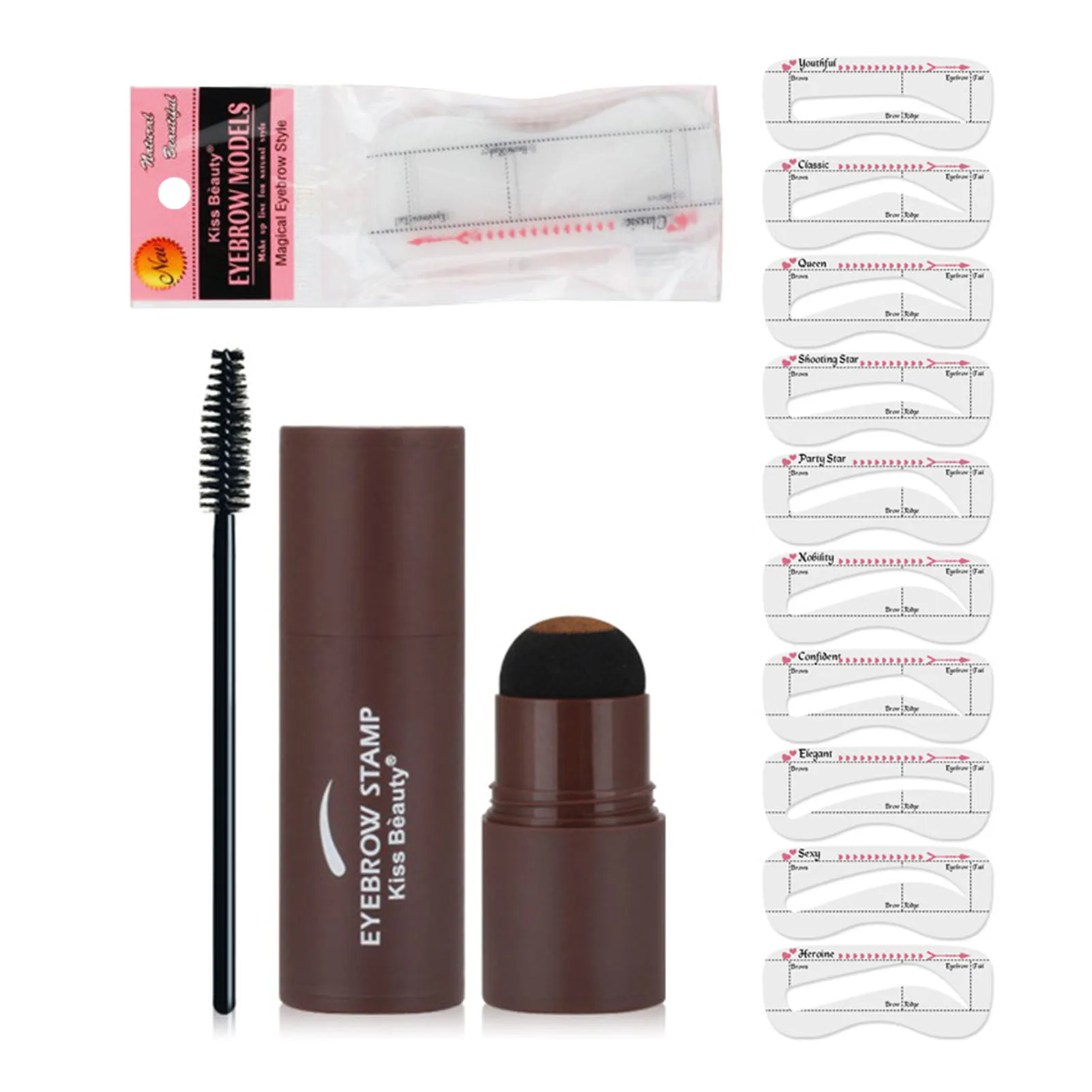 

Brow Stamp Shaping Kit Eyebrow Stamp Eyebrow Stencil Design Kit 10 Different Eyebrow Stencils Waterproof Long Stick Shape Stamp