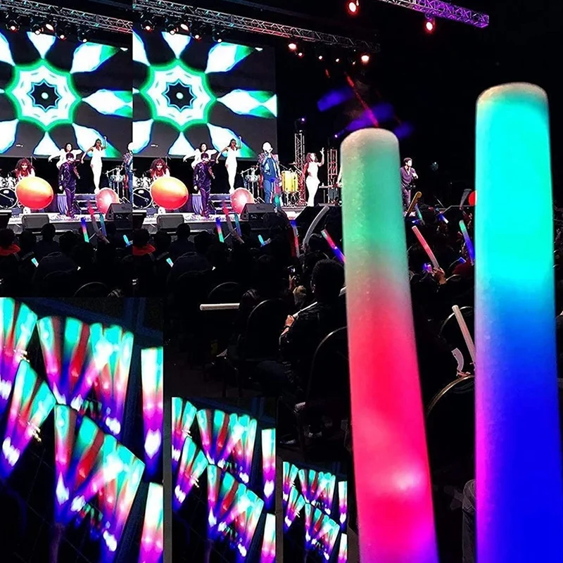 

12Pcs Light Up Foam Sticks,LED Foam Sticks Glow Batons with 3 Modes Flashing Effect for Party, Concert and Event