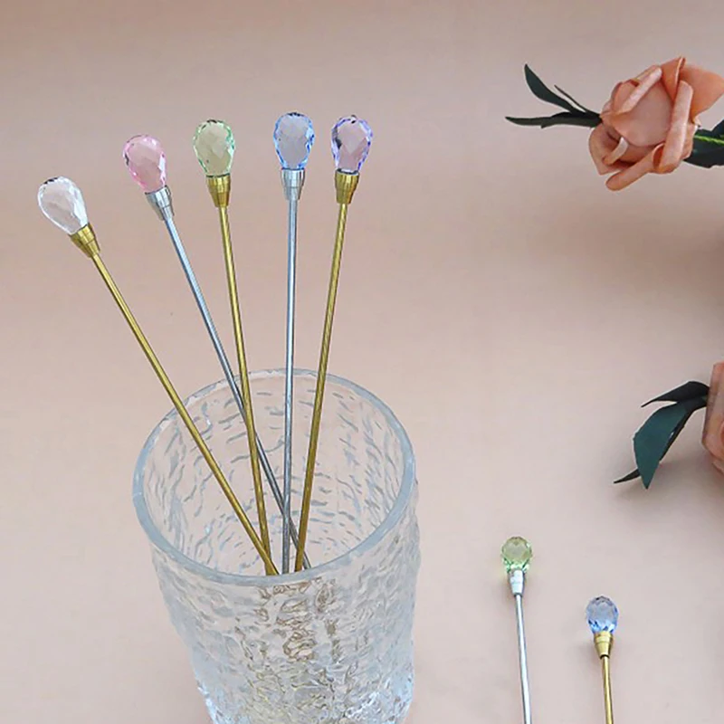 Хрустальная Бриллиантовая кофейная ложка для льда длинная перемешивающая из