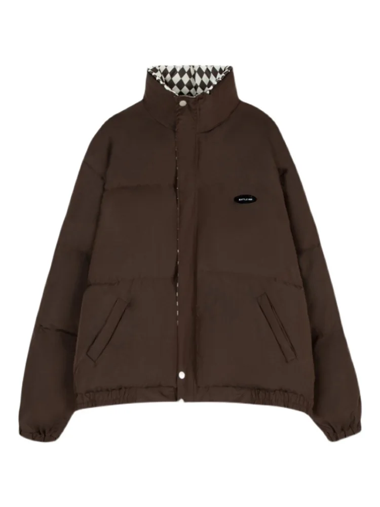 

2022 Women's Winter Jacket Streetwear Zipper Lattice Padded Coat Warm Femme Parkas Women Clothing