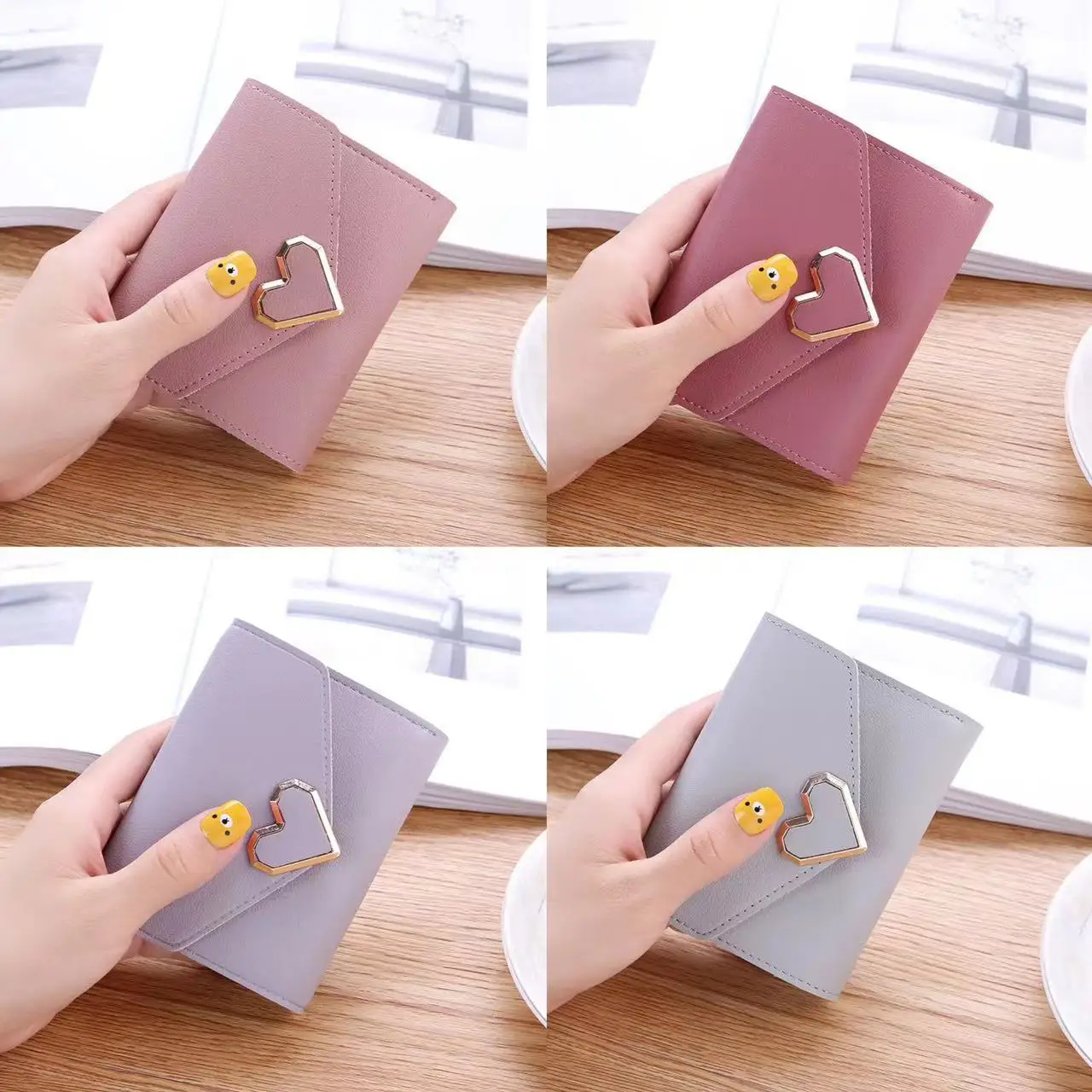 

2023 Fashion Women Short Wallets Simple Luxury Zipper Coin Purses Section Clutch Soft Female Slim Card PU Leather Money Bag