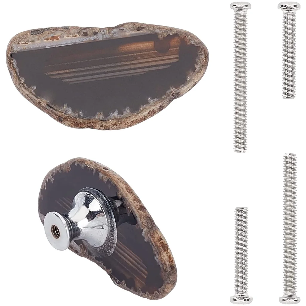 

Agate Knob Handmade Dresser Knobs Drawer Pulls Stone Slices Cabinet Knobs Vintage Decorative Handles for Kitchen Furniture