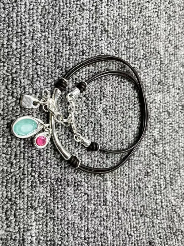 2022 Новая мода гальваническое ожерелье из серебра 925 пробы с черной веревкой