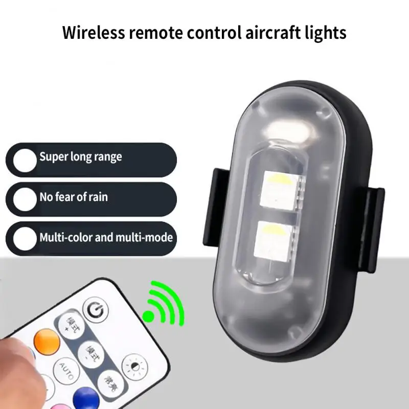 

8 Color Switching Remote Control Aircraft Lights Multiple Lights Modes Wireless Tail Light Usb Charging Flash Warning Light