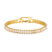 cz baguette tennis bracelet cubic zirconia bracelet for women stainless steel bangle