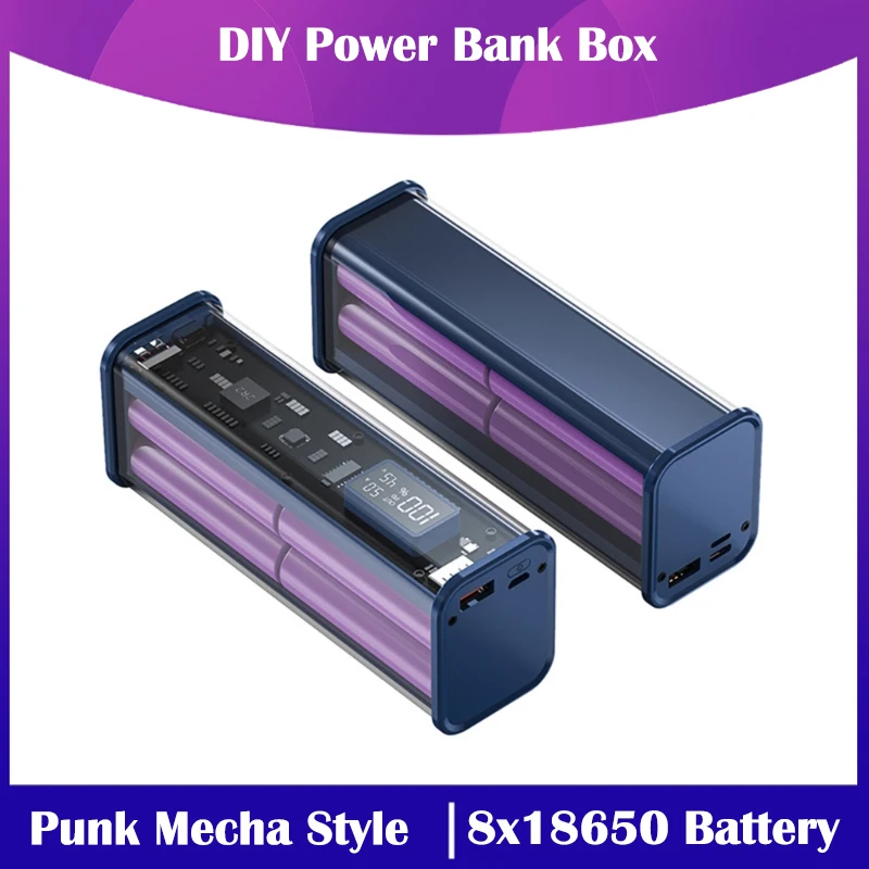 

Professional PD22.5W DIY Battery Charger Case Fast Charging Case for 8PCS 18650 Polymer 20000mA Battery Charging Power Bank Box