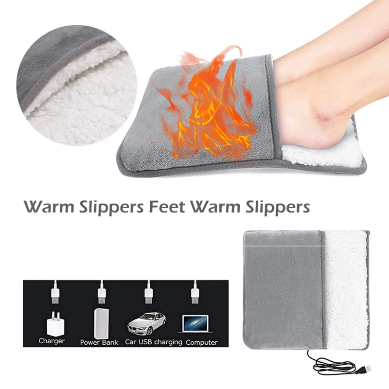 

30*30cm Electric Foot Warmer Heater USB Heating Pad Foot Cover Warmer Feet Slippers Heating Cushion Soft Plush Foot Warming Mat