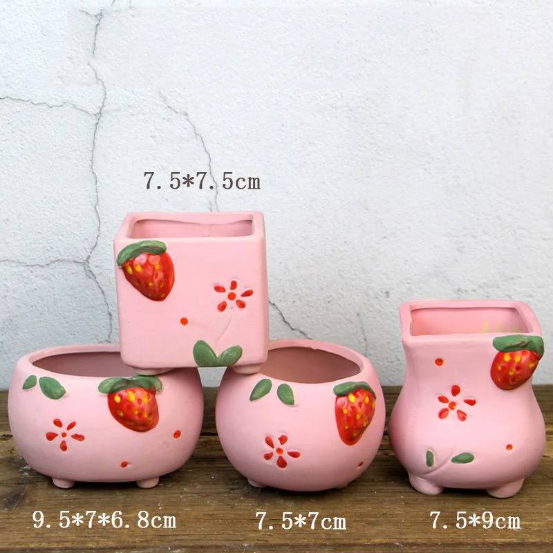 Мини керамический горшок для растений с суккулентами ручная работа розовая