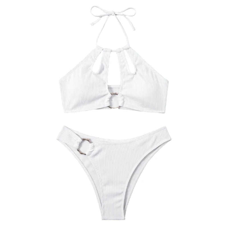 

Женский комплект бикини на шнуровке, однотонный купальник, стринги, купальники, сексуальные купальные костюмы H58D