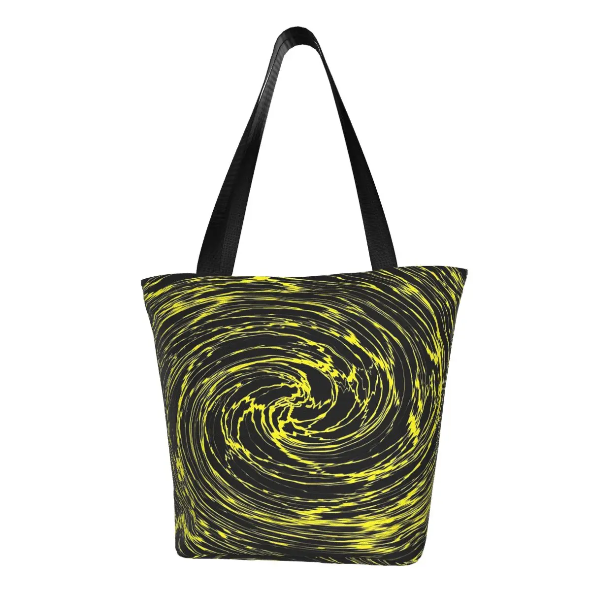 

Shallow Water Print Shopper Bag Yellow Vortex Beach Handbags Lady Print Shoulder Bag Funny Polyester Tote Bag