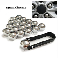 20pcs 19mm car wheel nut bolt head covers protective bolt caps dust proof exterior decoration chrome silver with tool