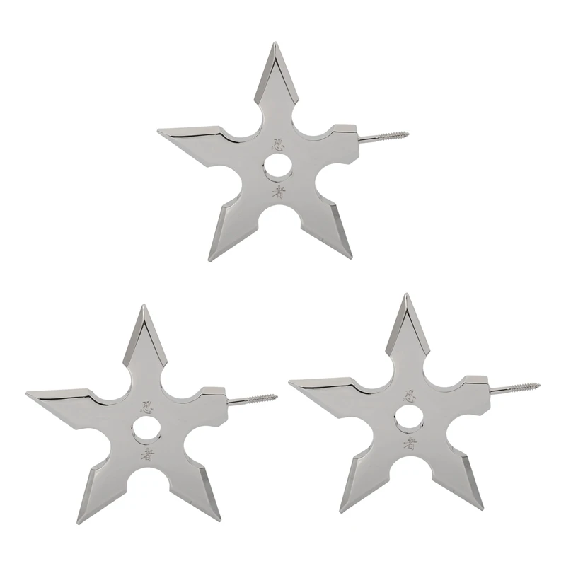 

3X Coat Hooks Ninja Star Shape Stainless Steel Creative Wall Door Hook Clothes Hats Hanger Holder Home Decoration