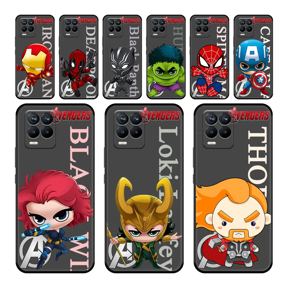 

Black Marvel super cute hero Case Funda for Realme C15 C11 C21 9 7 C3i C21Y 8 Pro 6 C17 C25Y Plus Neo2 7i C35 9i C3 Cell Capa