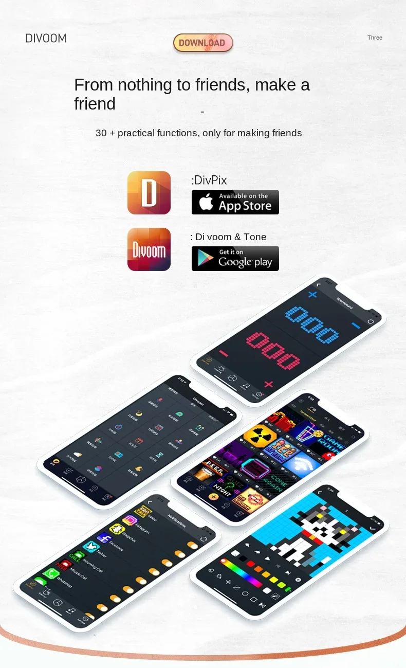 Цифровая фоторамка Divoom PIXOO VJ с 16*16 пикселей светодиодный экран BT настенная