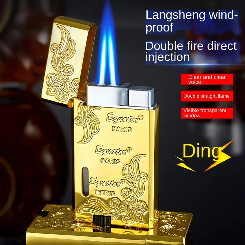 

Juhuo Double Direct Charge Metal Lounge Visible Window Gift Inflatable Lighter