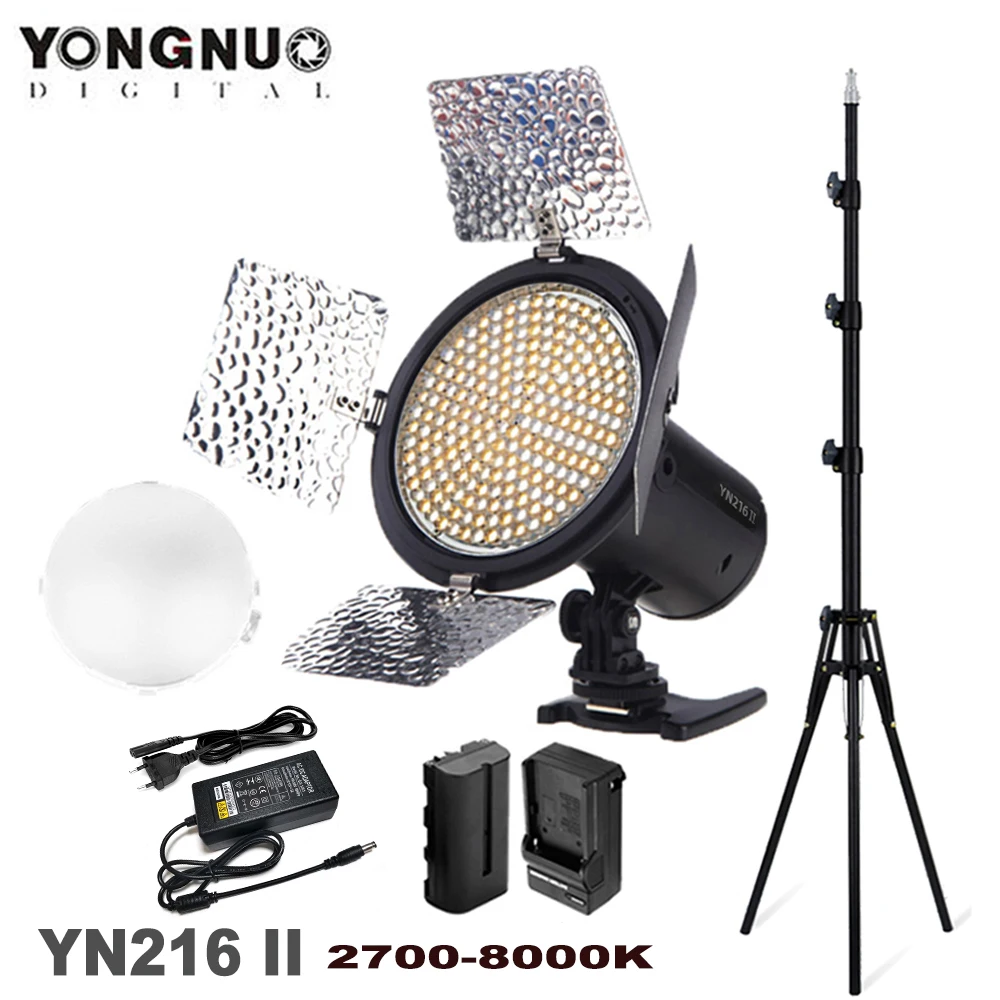 Двухцветная светодиодная вспышка Yongnuo YN216 II, 24 Вт, 2700-8000K, для зеркального фотоаппарата Canon, Nikon, Sony