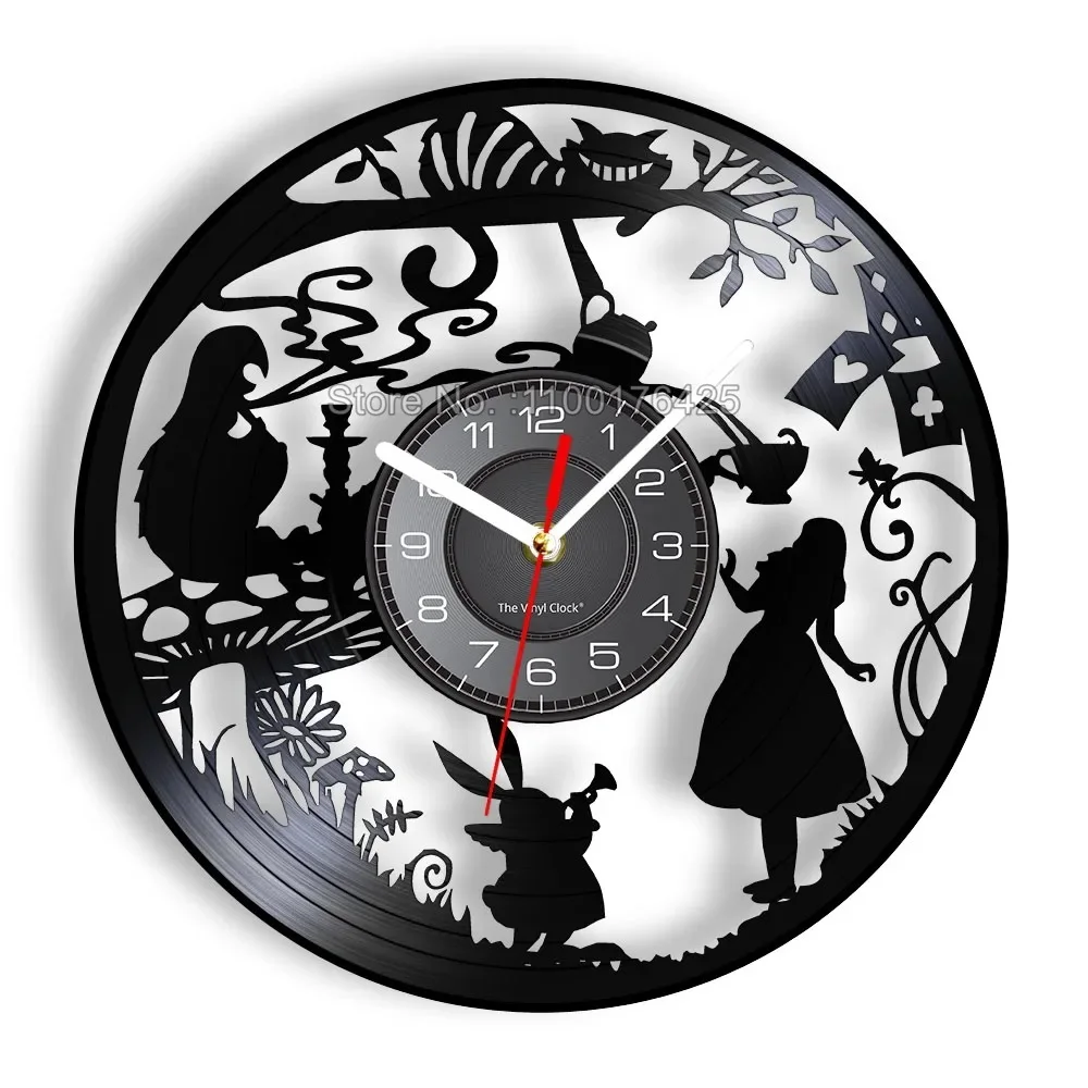 Настенные часы Алиса в стране чудес с виниловой пластиной настенные винтажным