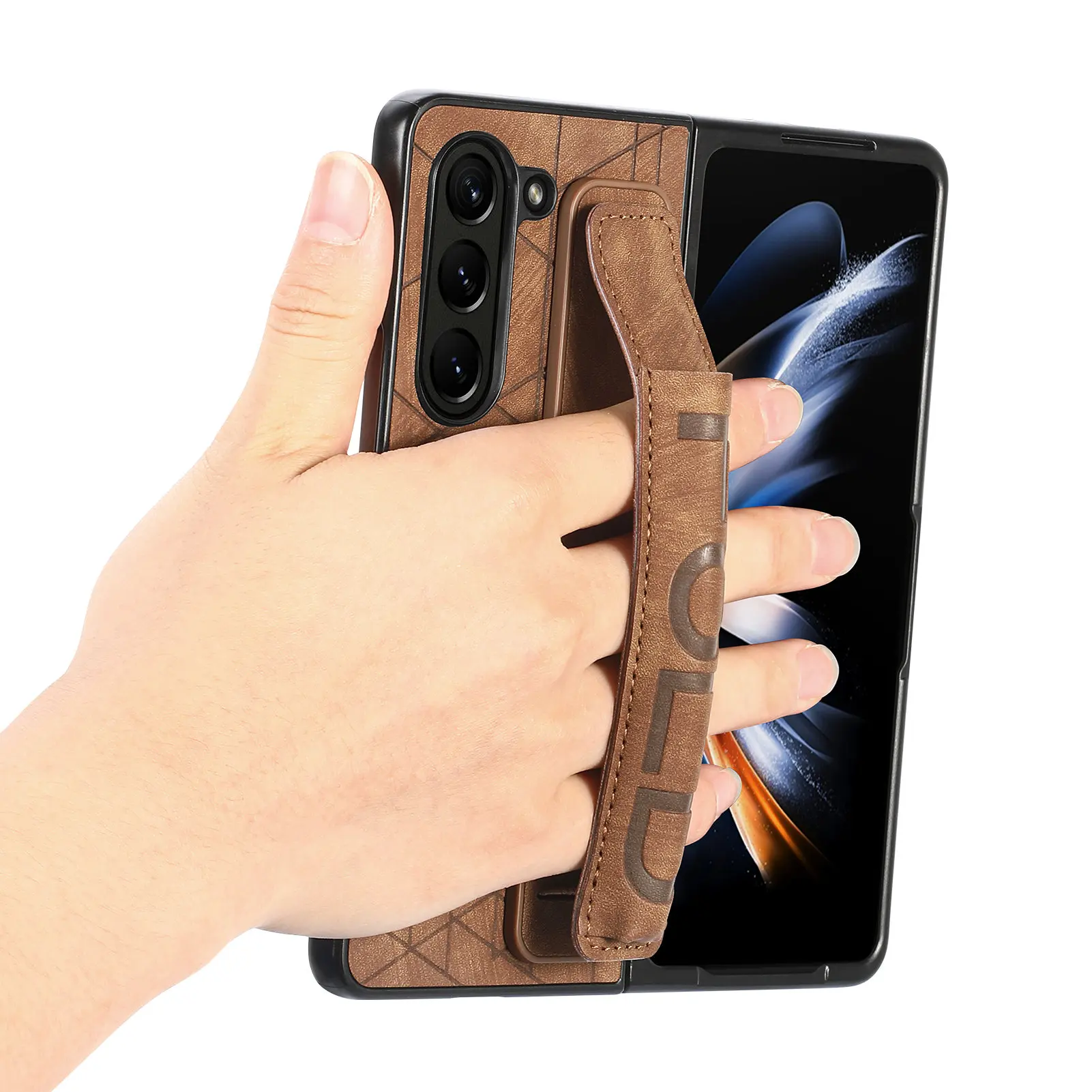 

Anti-Fall Wristband Holder Leather Case for Samsung Galaxy Z Fold 5 Fold3 Fold5 Fold4 Fold 4 3 5G S Pen Slot Mobile Phone Cases