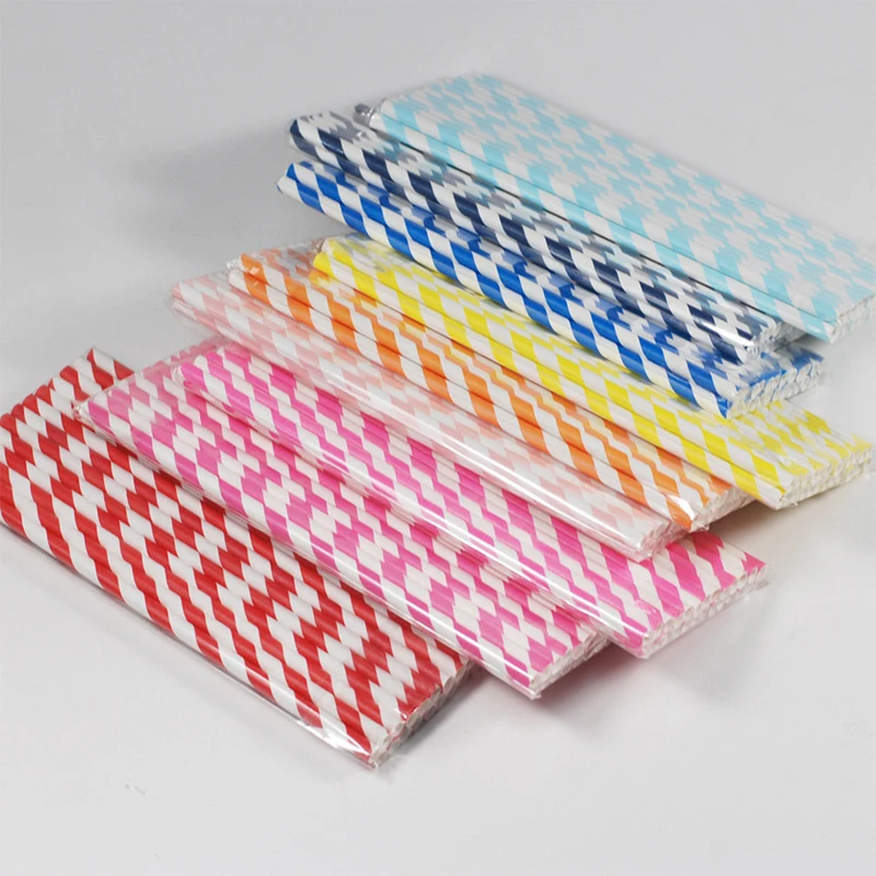 

Stripes Paper Drinking Straws Environmental Protection Colorful Disposable Straws Wedding Mixed Colors Party Supplies 50/100 PCS