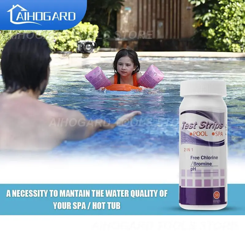 

50 полосок, измеритель рн, тестовая бумага рН для бассейна, остаточный хлор рН, нулевое значение, тестер твердости щелочности, аксессуары для очистки бассейна