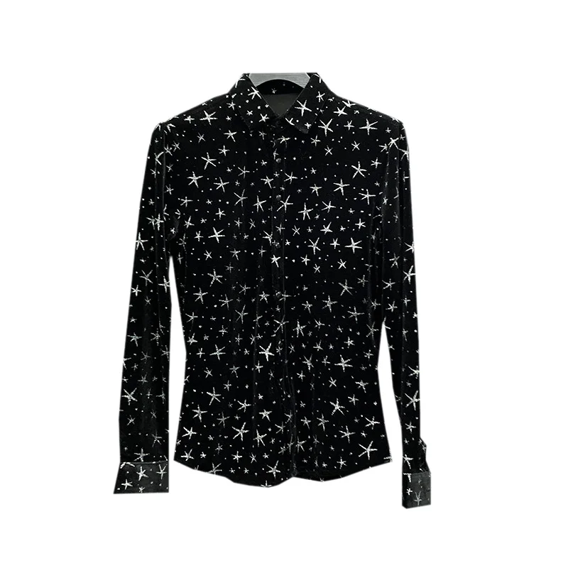 Velvet Men Shirts 2021 Autumn Winter Long Sleeve Luxury Tuxedo Dress Shirt Vintage Casual Slim Fit Shirt Plus Size Male Clothing
