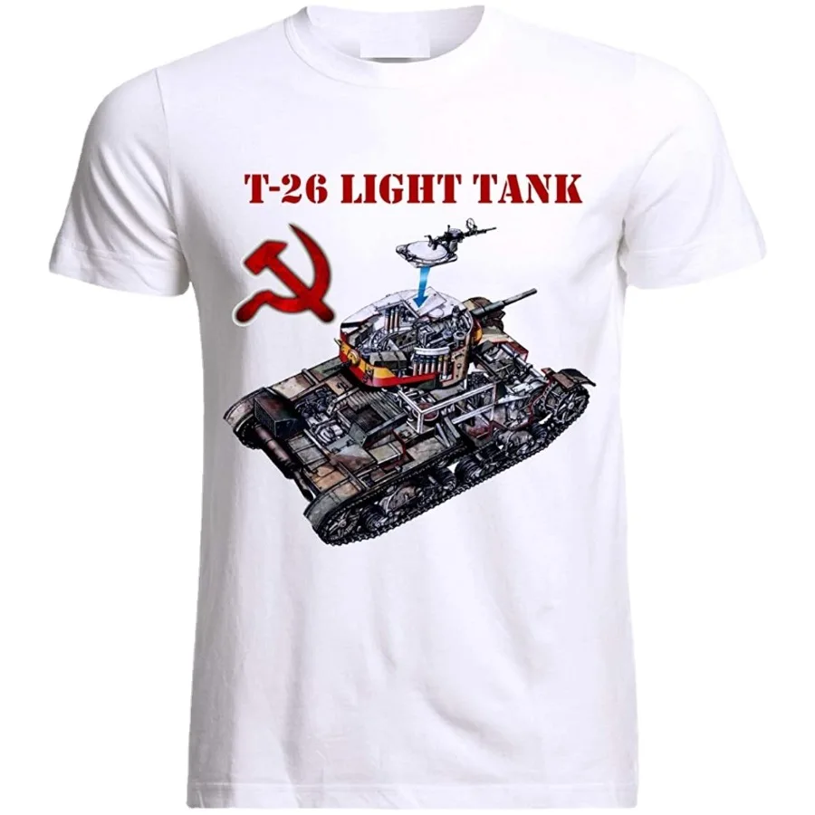 

USSR Russian T-26 Tank T-Shirt Panzer Armure The Second World War Army Cotton O-Neck Short Sleeve Men's T Shirt New Size S-3XL