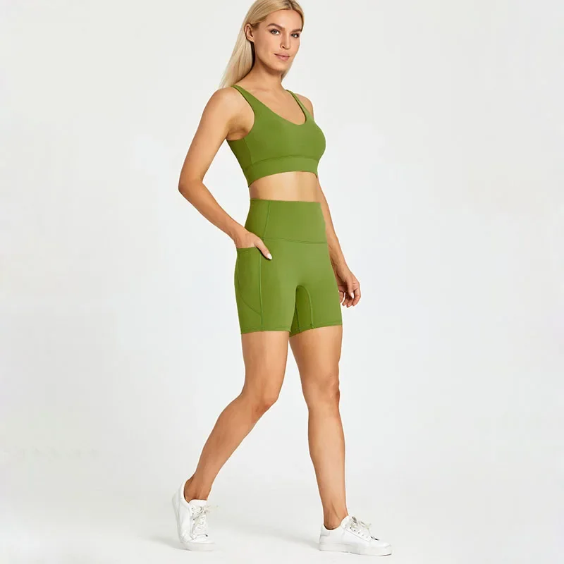 Шорты женские велосипедные с завышенной талией и карманами 6 дюймов