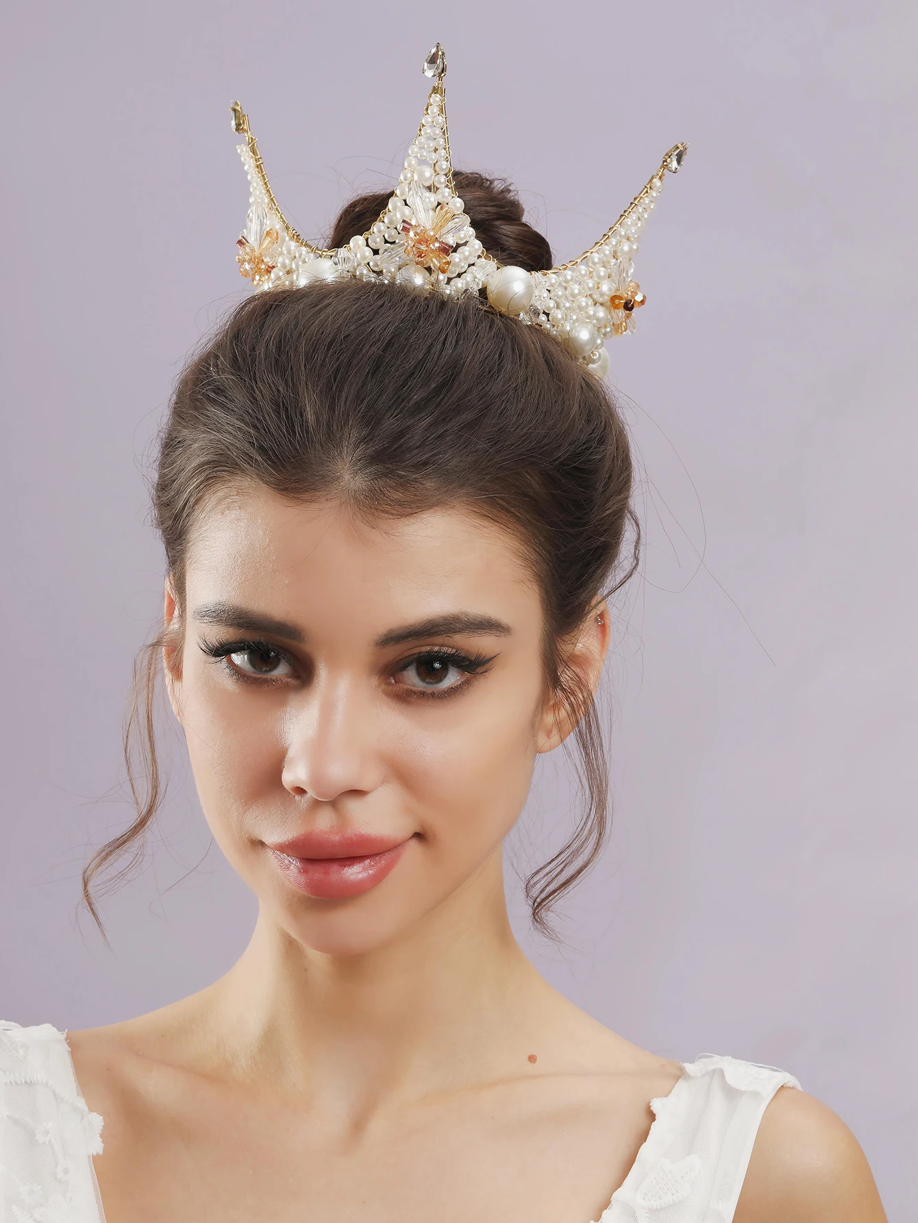 

Женские золотые короны с большим жемчугом, модные свадебные аксессуары для волос с цветами, кристаллами и стразами, ювелирные украшения для волос в стиле принцессы