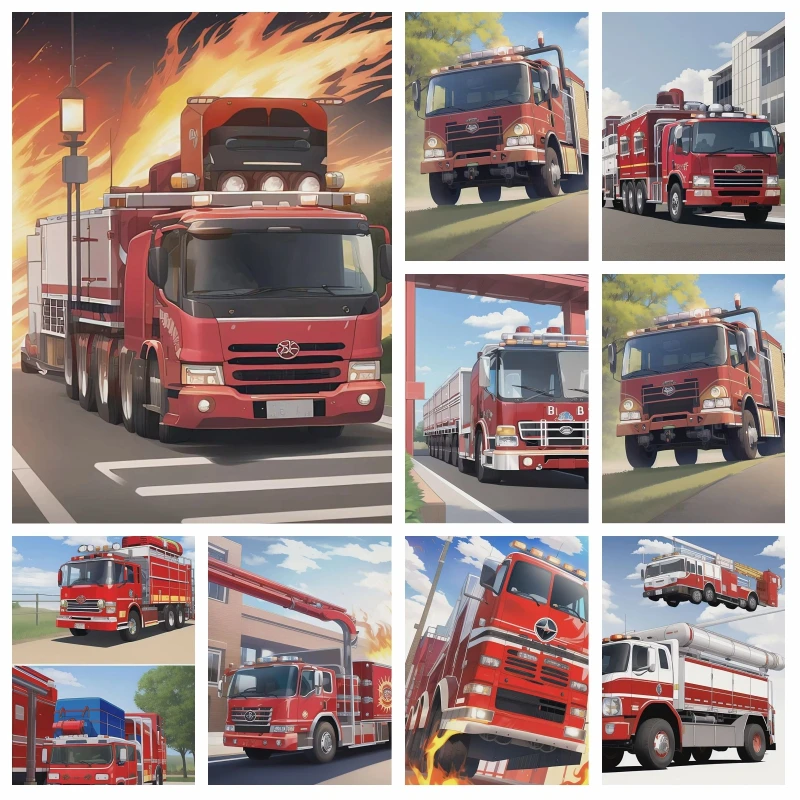 Red Fire Engine  Diamond Painting Art Full Square Drills Car Landscape Embroidery Cross Stitch Kit Handicraft Home Decor