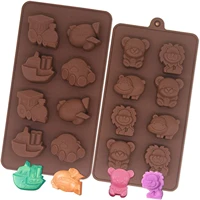 2pcs silicone chocolate moldvehicles and animal shapes mold for making chocolate waffle candy cookies