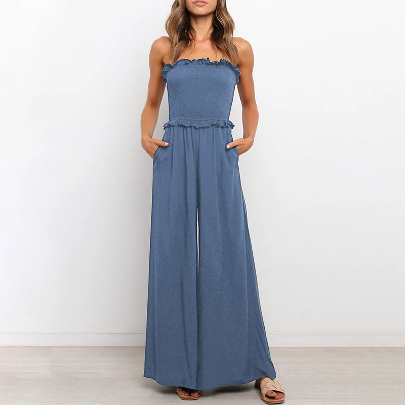 

Women Jumpsuit Summer Stylish Slash Neck Sexy Solid Large Loose Lady Pants Comfortable Street Wear Date Female Clothes