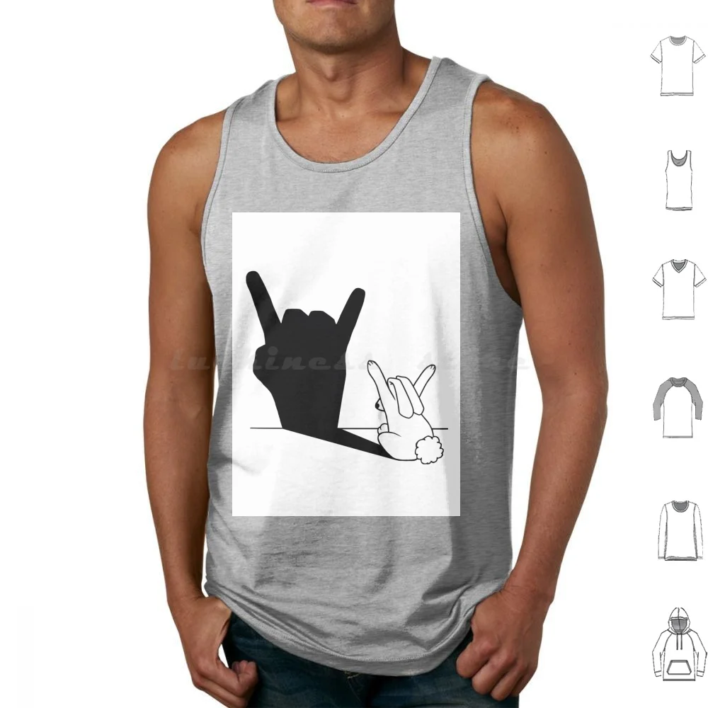 

Rabbit Rock And Roll Hand Shadow Tank Tops Vest Sleeveless Rabbit And Roll Hand Shadow Funny Novelty Designer Unique Designs