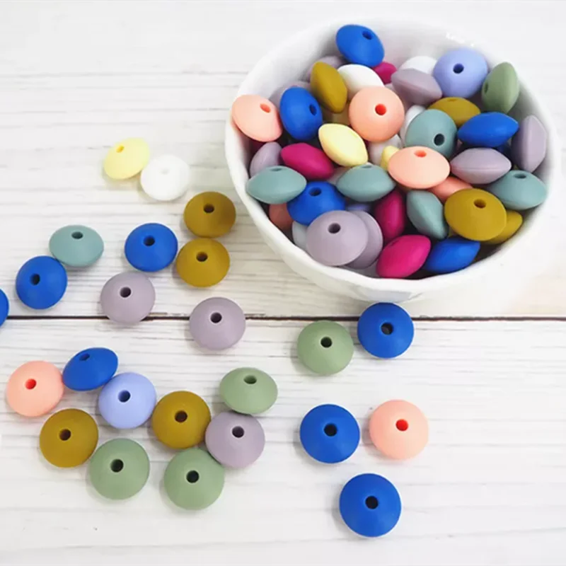 

15pc Silicone Teething Beads Baby Nursing Necklace Pacifier Clip Beads Oral Care BPA Free Food Grade Silicone Toy Newborn Goods