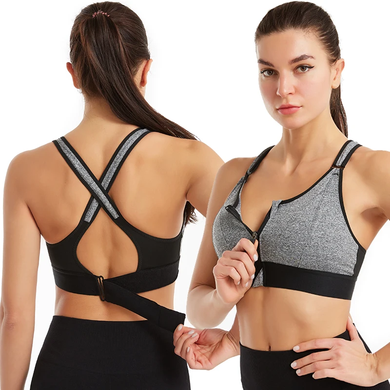 

Gym Sports Bra Women Sportswe Crop Sport Top Adjustable Belt Zipper Yoga Running Bras Push Up Vest Shockproof Underwear Bralette