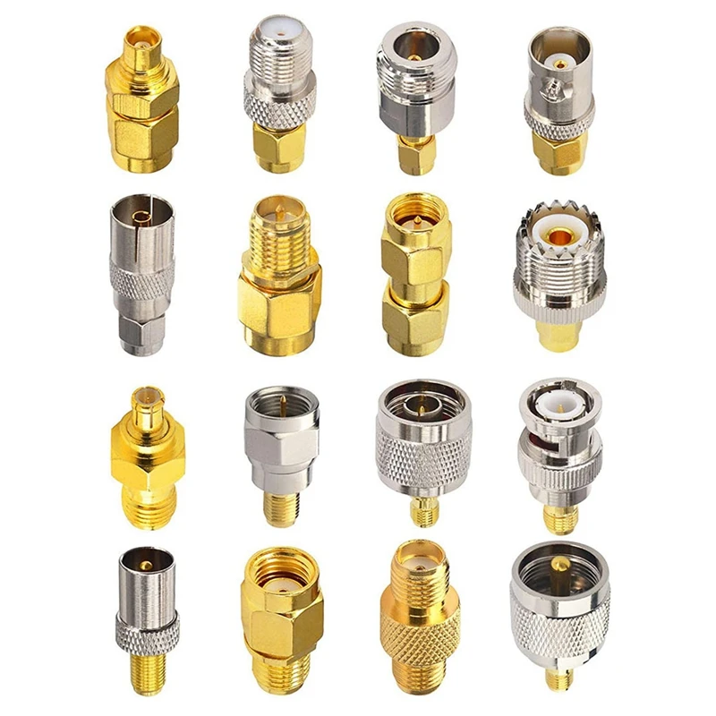 

New 16 Type SMA Connectors SMA Adapter Kits SMA To MCX/TV/F/N/BNC/UHF/RP-SMA Straight Type Nickel Gold Plated Test Connector