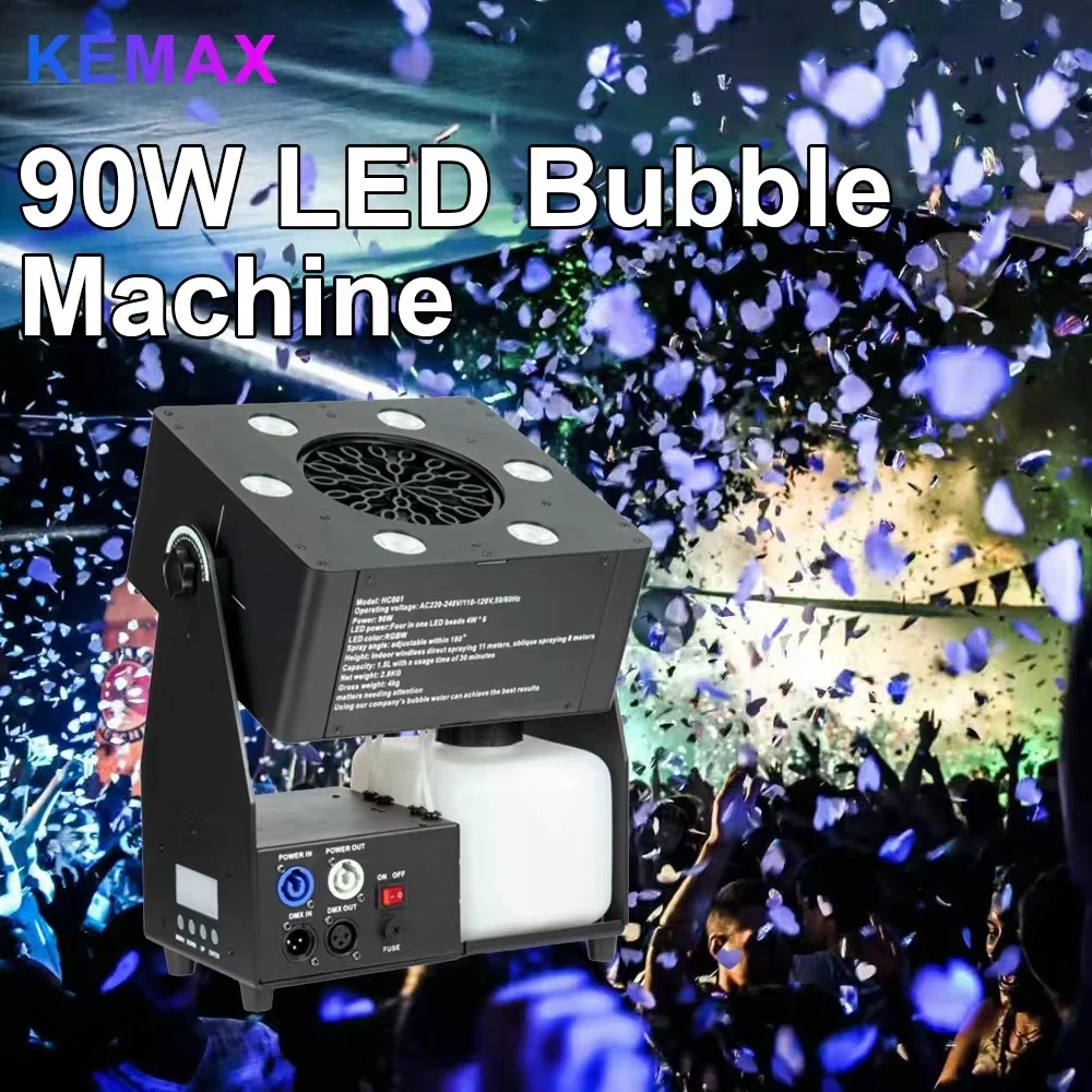Фото 90 Вт светодиодный пузырьковый станок сценическое распыление пузырей DMX512 пульт дистанционного управления RGBW высота 10-15 м для клубной дискотеки, свадьбы, вечеринки №1