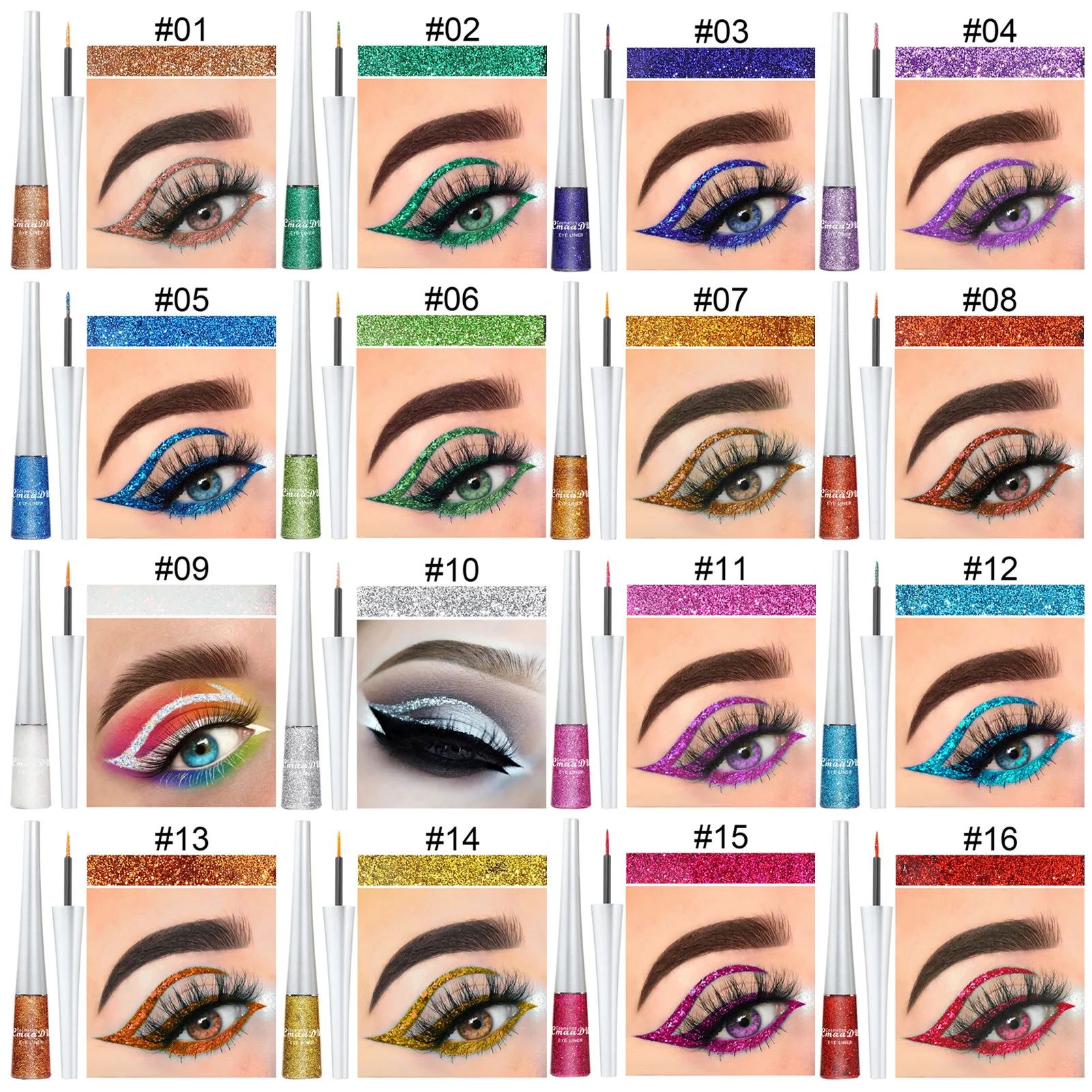 

16 Pcs Waterproof Liquid Eyeliner Corloful Eye Liner Set Long Lasting And High Pigmented Eyeliner Pencil Shimmer Eyeshadow