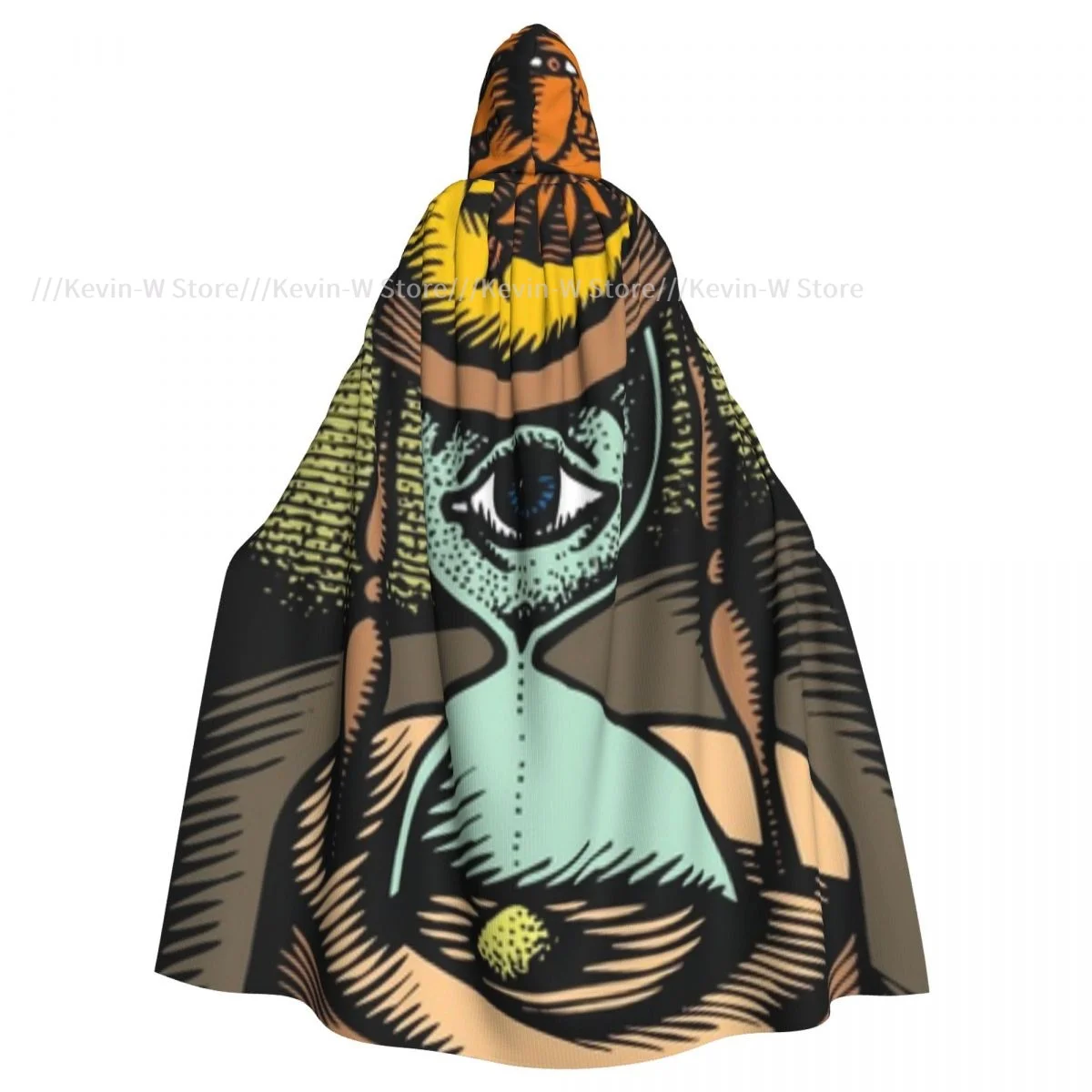 

Time With Human Eye Hooded Cloak Polyester Unisex Witch Cape Costume Accessory