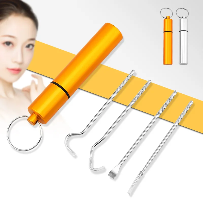 

1 Set Toothpick Set Metal Stainless Steel Oral Cleaning Tooth Flossing Portable Toothpick Floss Teeth Cleaner with Storage Tube