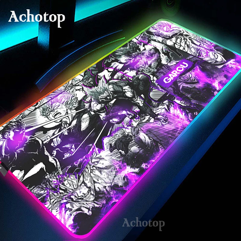 

Anime One Punch Man Mouse Pad Gaming RGB Mousepad Large Speed Gamer Mause Mat LED Backlight Gaming Accessories Garou Saitama