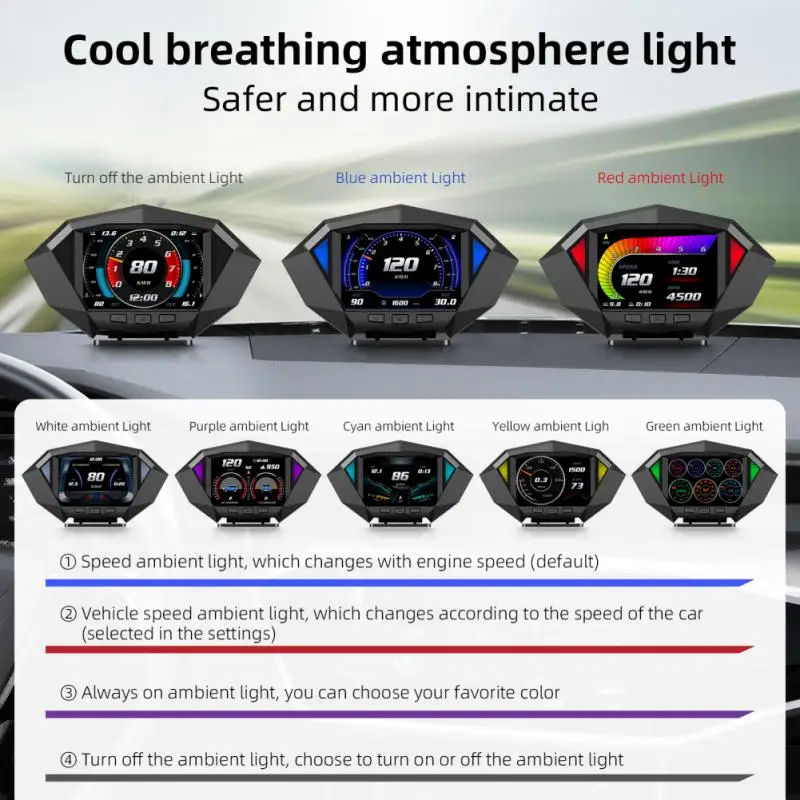 

Автомобильный дисплей Hud на лобовое стекло, прочный Gps-режим, дисплей на лобовое стекло, универсальный практичный Автомобильный датчик, спидометр, измеритель уклона, автомобильные принадлежности