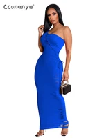 summer casual bodycon sexy party long dress bandage elegant hollow out one shoulder maxi dresses for women 2022 vestido feminino